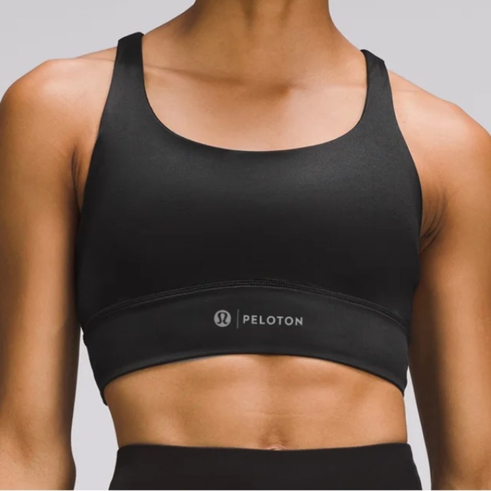 PELOTON X LULULEMON ENERGY LONGLINE BRA BLACK FOIL